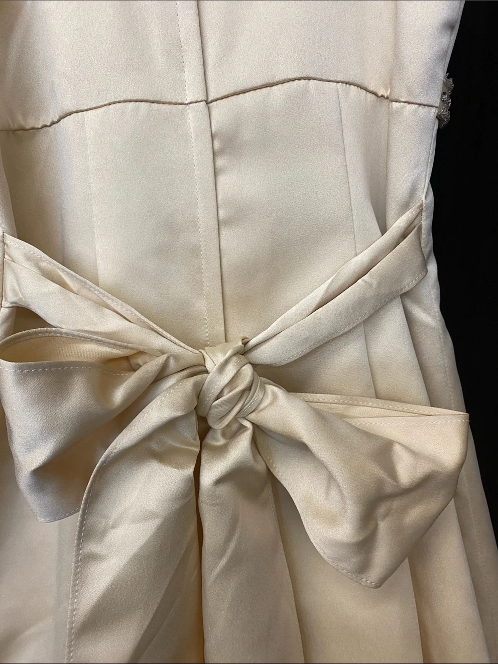 Girls' Cream Satin Formal Dress with Beaded Waist